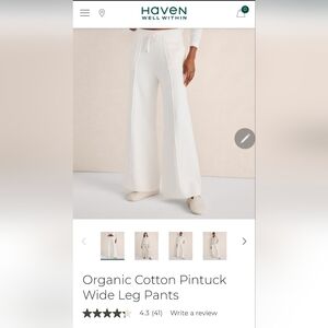 SET OF TWO! Haven pintuck organic cotton wide leg pants! NWOT